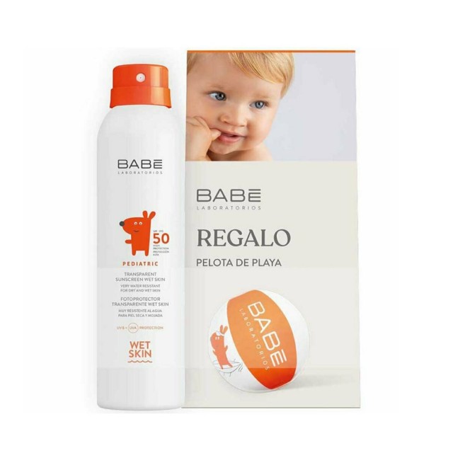 Babe SET Pediatric Transparent Sunscreen Wet Skin SPF50 100ml & ΔΩΡΟ Μπάλα Παραλίας (ΣΕΤ με Παιδικό Αντηλιακό Σπρέι & ΔΩΡΟ Μπάλα Παραλίας)