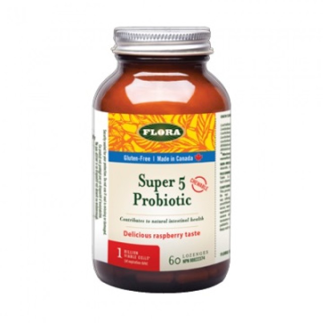 Flora Super 5 Probiotic 60caps (Προβιοτικά σε Μασώμενες Ταμπλέτες)
