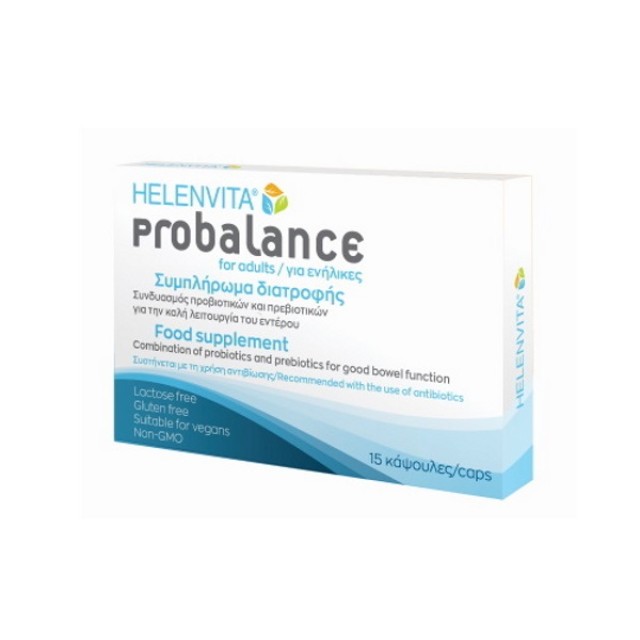 Helenvita Probalance For Adults 15caps (Προβιοτικά - Πρεβιοτικά για την Καλή Λειτουργία του Εντέρου)