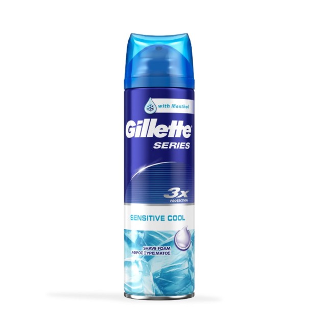Gillette Sensitive Cool Shave Foam 250ml (Αφρός Ξυρίσματος με Αίσθηση Δροσιάς για Ευαίσθητες Επιδερμίδες)