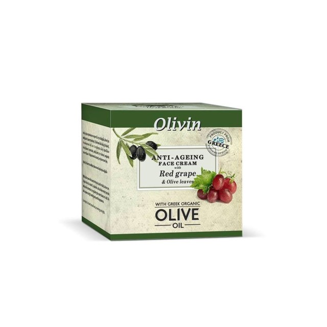 Olivin Anti Ageing Face Cream 50ml (Αντιγηραντική Κρέμα Προσώπου με Kόκκινο Σταφύλι & Φύλλα Ελιάς)