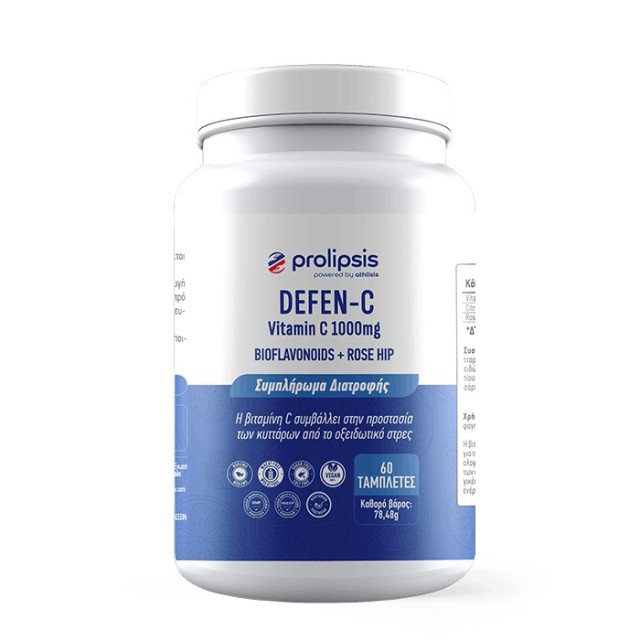 Prolipsis Defen-C Vitamin C 1000mg + Bioflavonoids + Rose Hips 60tabs