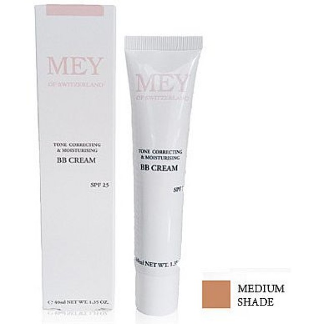 Mey BB Cream Medium Shade SPF25 40ml (Ενυδατική Κρέμα με Χρώμα & Αντηλιακό Δείκτη Προστασία)