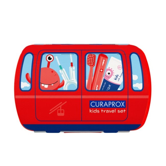 Curaprox Kids Travel Set Red (Σετ Ταξιδίου Στοματικής Φροντίδας για Παιδιά 6-12 Ετών - Κόκκινο)