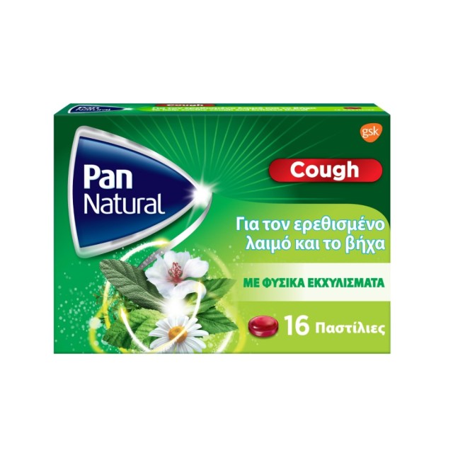 Pan Natural Cough Pastilles 16τεμ (Καραμέλες για Φυσική Ανακούφιση από τον Ερεθισμένο Λαιμό & το Βήχα)