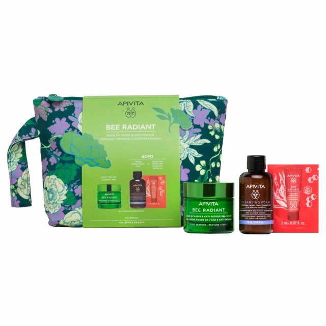 Apivita Bee Radiant SET Signs of Aging Gel-Cream 50ml & ΔΩΡΟ Cleansing Creamy Foam 75ml & Bee Sun Safe Face Cream SPF50 2ml (ΣΕΤ με Κρέμα Προσώπου Ελαφριάς Υφής & ΔΩΡΟ Αφρό Καθαρισμού & Αντηλιακή Κρέμα Προσώπου)