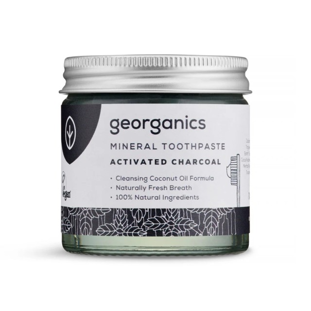 Georganics Mineral Toothpaste Activated Charcoal Fluoride Free 60ml (Οδοντόκρεμα Χωρίς Φθόριο με Eνεργό Άνθρακα)