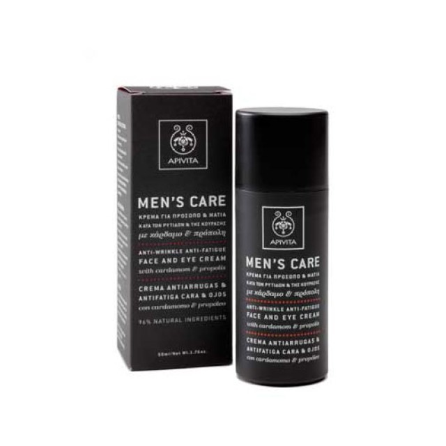 Apivita Mens Care Anti-Wrinkle Anti-Fatigue Face and Eye Cream 50ml (Αντιρυτιδική Κρέμα  για Πρόσωπο & Μάτια με  Κάρδαμο & Πρόπολη)