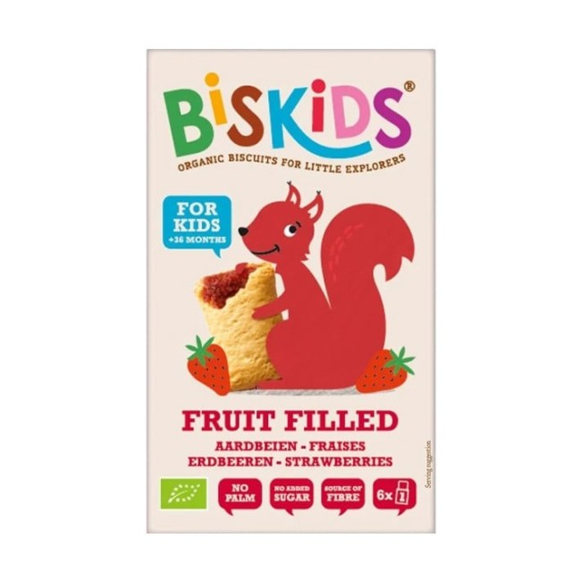 Belkorn Biskids Bio Organic Whole Wheat Cookies with Strawberry Filling 120gr