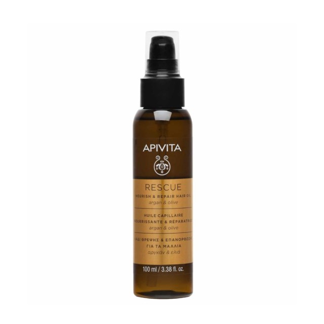 Apivita Rescue Hair Oil 100ml (Λάδι Θρέψης & Επανόρθωσης για τα Μαλλιά με Aργκάν & Ελιά)