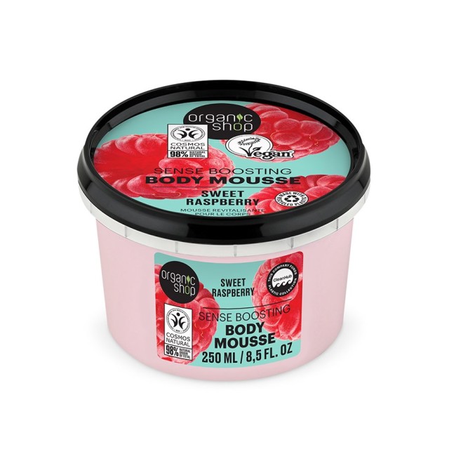 Natura Siberica Organic Shop Sense Boosting Body Mousse Sweet Raspberry 250ml (Ελαφριά Μους Σώματος με Βιολογικό Εκχύλισμα Βατόμουρου)