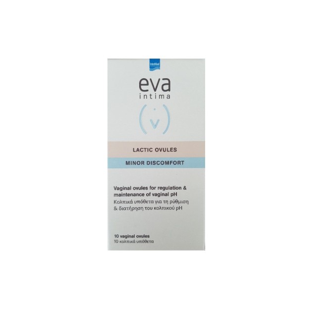 Intermed Eva Intima Lactic Ovules Minor Discomfort 10 τεμ (Κολπικά Υπόθετα για τη Ρύθμιση & Διατήρησ