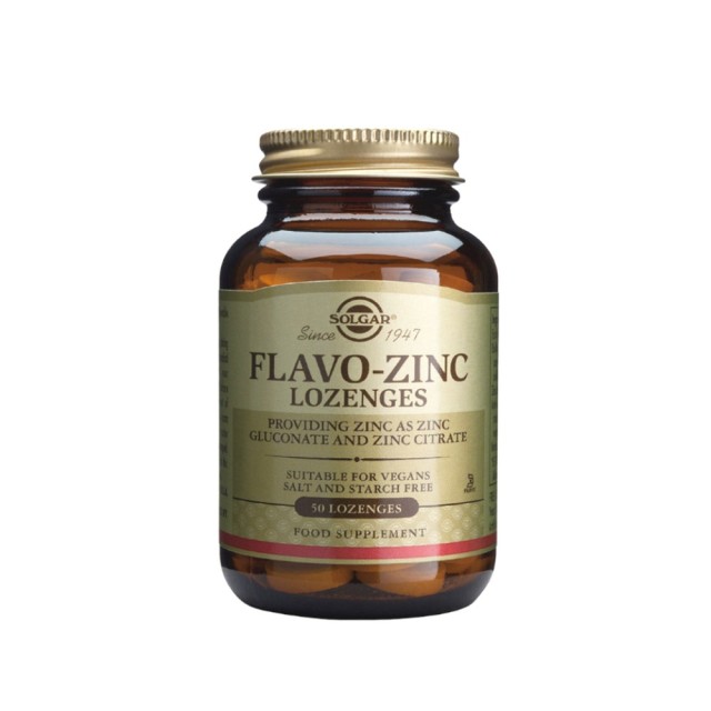 Solgar Flavo Zinc 23mg 50 Lozenges (Συμπλήρωμα Διατροφής με Ψευδάργυρο σε Παστίλιες)