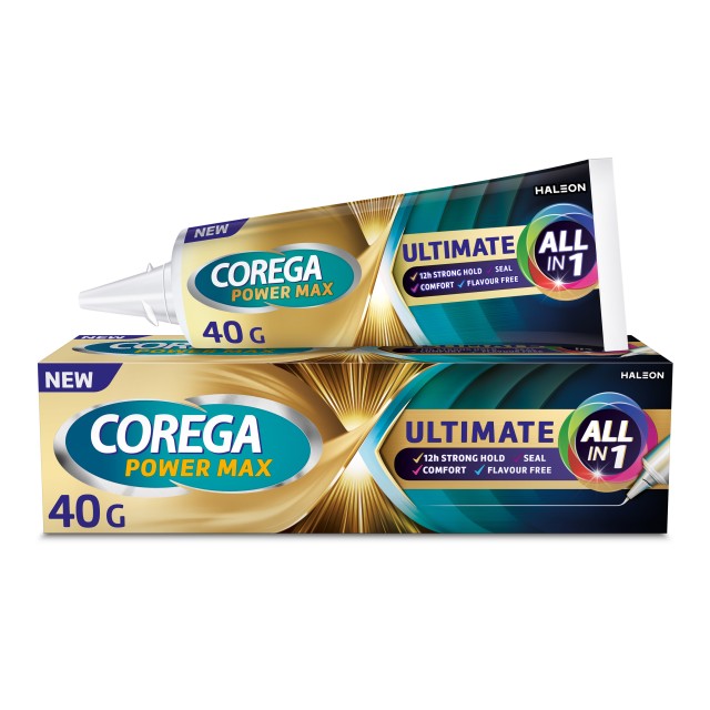 Corega Ultimate All-In-One Cream 40gr (Στερεωτική Κρέμα Τεχνητής Οδοντοστοιχίας για Ακόμα Μεγαλύτερη Δύναμη Μασήματος)