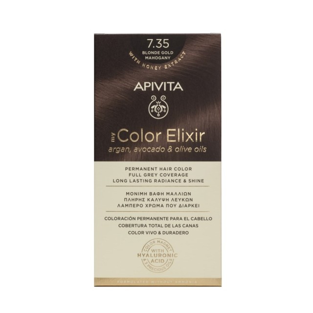 Apivita My Color Elixir N 7.35 (Βαφή Μαλλιών - Ξανθό Μελί Μαονί Χρώμα)