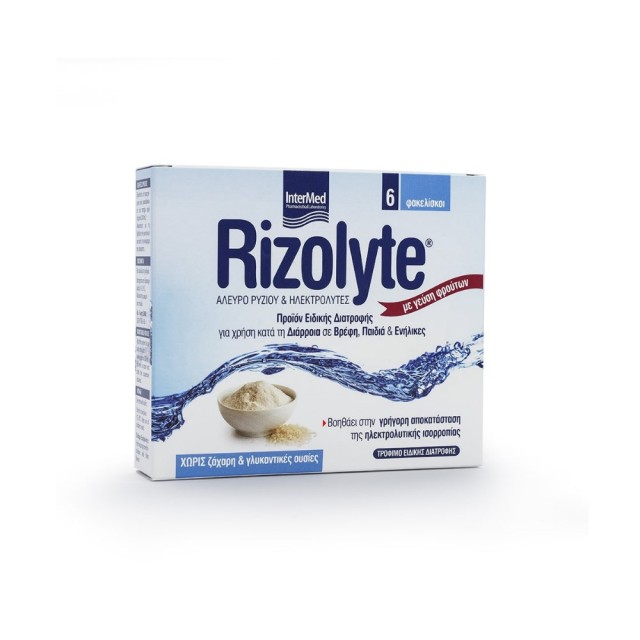 Intermed Rizolyte 6 φακελάκια (Προϊόν Ειδικής Διατροφής για Ανακούφιση των Συμπτωμάτων της Διάρροιας