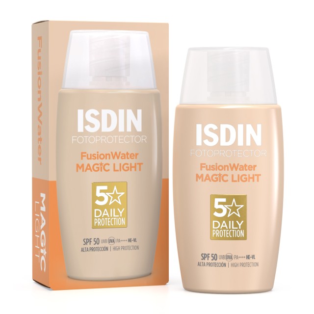 Isdin Fotoprotector Fusion Water Magic Light SPF50 50ml (Αντηλιακό Προσώπου με Ανάλαφρη Υφή & Χρώμα - Ανοιχτή Απόχρωση)