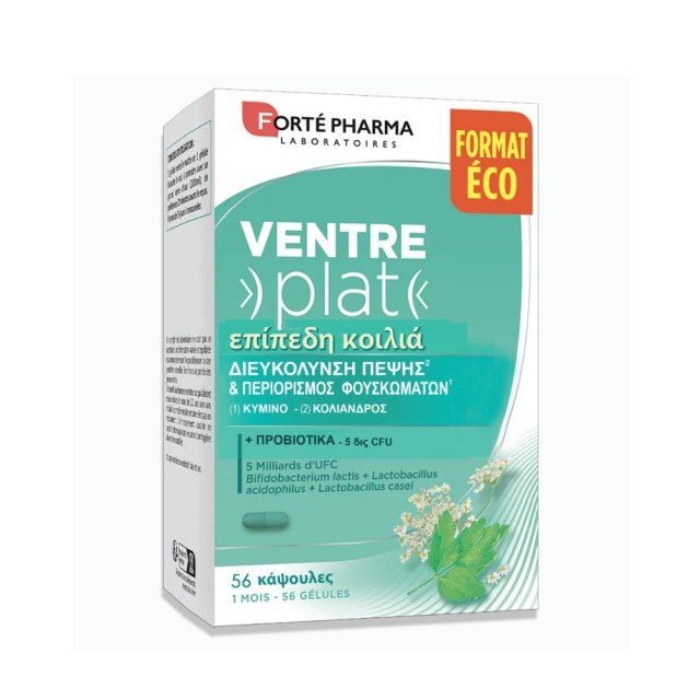 Forte Pharma Ventre Plat 56tabs (Συμπλήρωμα Διατροφής για Μείωση των Κοιλιακών Καμπυλών & Φουσκωμάτων)