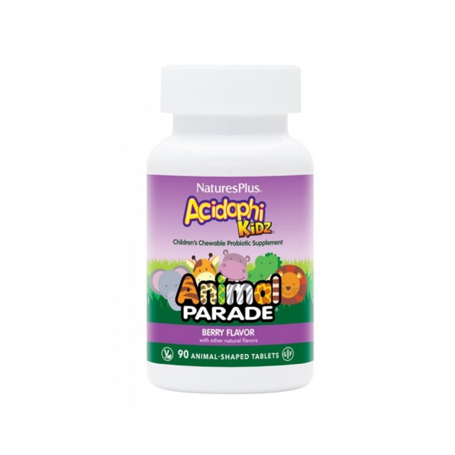 Natures Plus Animal Parade Acidophikidz 90tabs (Συμπλήρωμα Διατροφής για Παιδιά με Προβιοτικά σε Μασώμενα Δισκία για την Υγεία του Εντέρου)