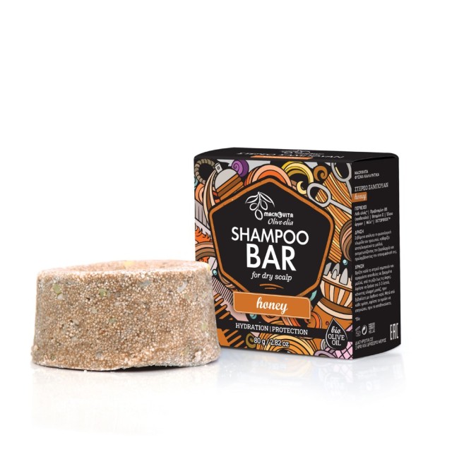 Macrovita Olive Elia Shampoo Bar Honey 80gr (Στερεό Σαμπουάν Κατά της Ξηροδερμίας)