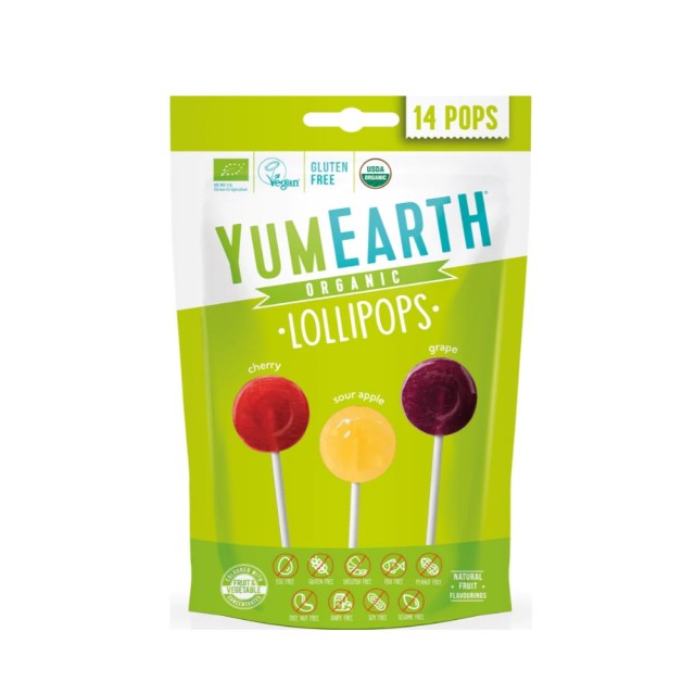 Yumearth Organic Sour Lollipops 14τεμ (Βιολογικά Γλειφιτζούρια Φρούτων)