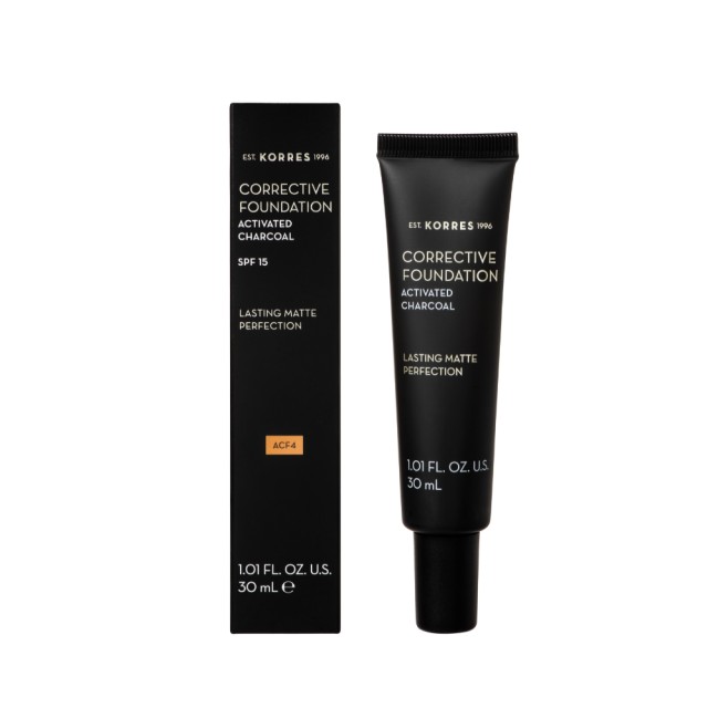Korres Corrective Foundation Activated Charcoal ACF4 SPF15 30ml (Διορθωτικό Μake-up Υψηλής Κάλυψης & Διάρκειας)