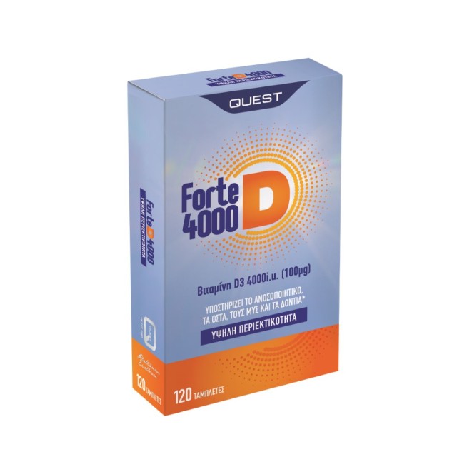 Quest Forte D 4000 120tabs (Συμπλήρωμα Διατροφής με Βιταμίνη D για Ενίσχυση του Ανοσοποιητικού & των Οστών)