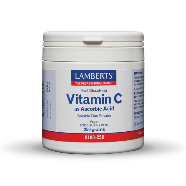 Lamberts Vitamin C as Ascorbic Acid 250gr (100% Ασκορβικό Οξύ σε Μορφή Σκόνης)