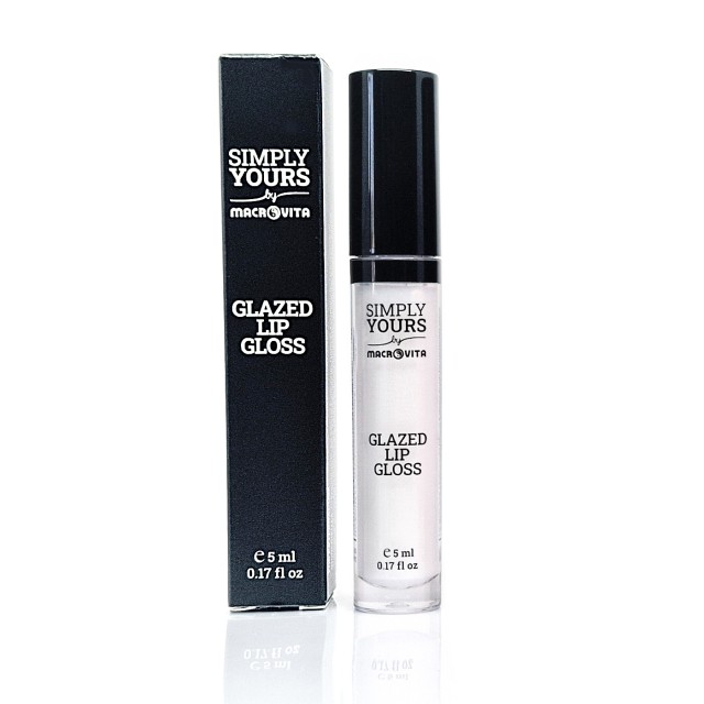 Macrovita Simply Yours Glazed Lip Gloss 01 White Sparkle 5ml (Lip Gloss με Ανάλαφρη, μη Κολλώδη Υφή & Απαλό Glitter - Διάφανο)