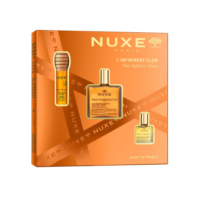 Nuxe SET Xmas Glow Huile Prodigieuse (ΣΕΤ με Ιριδίζον Ξηρό Λάδι, Oil Gloss Περιποίησης για τα Χείλη & Ξηρό Λάδι για Πρόσωπο - Σώμα - Μαλλιά)