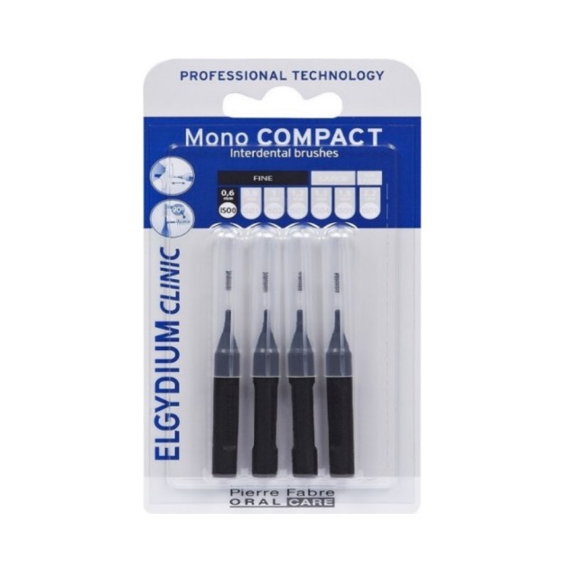 Elgydium Mono Compact Interdental Brushes 0,6mm 4τεμ (Μεσοδόντια Βουρτσάκια Μαύρα)