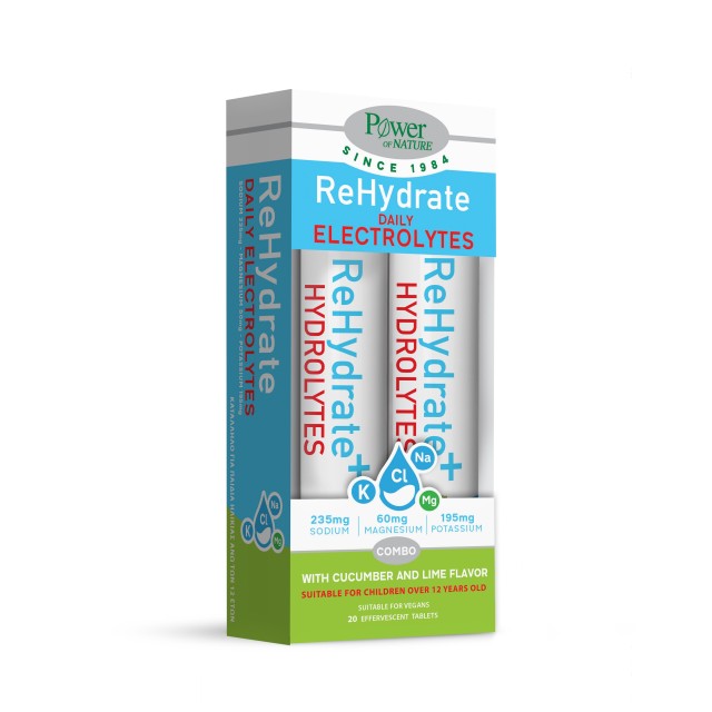 Power Health SET Rehydrate Daily Electrolytes 2x20tabs (ΣΕΤ με Hλεκτρολύτες σε Αναβράζοντα Δισκία με Γεύση Αγγούρι-Λάιμ)