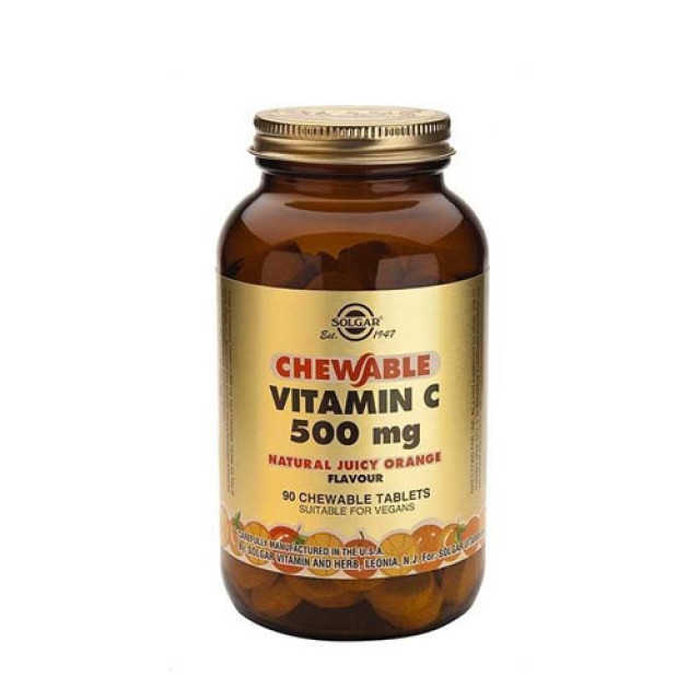 Solgar C 500mg Chewable Orange 90tabs (Βιταμίνη C με Γεύση Πορτοκάλι 90 μασώμενες ταμπλέτες)