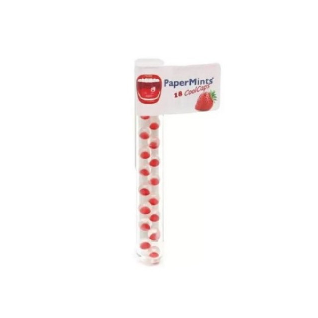 Papermints Cool Caps Strawberry 18caps (Πέρλα Διπλής Δράσης για την Kαταπολέμηση της Kακοσμίας από το Στόμα & το Στομάχι)