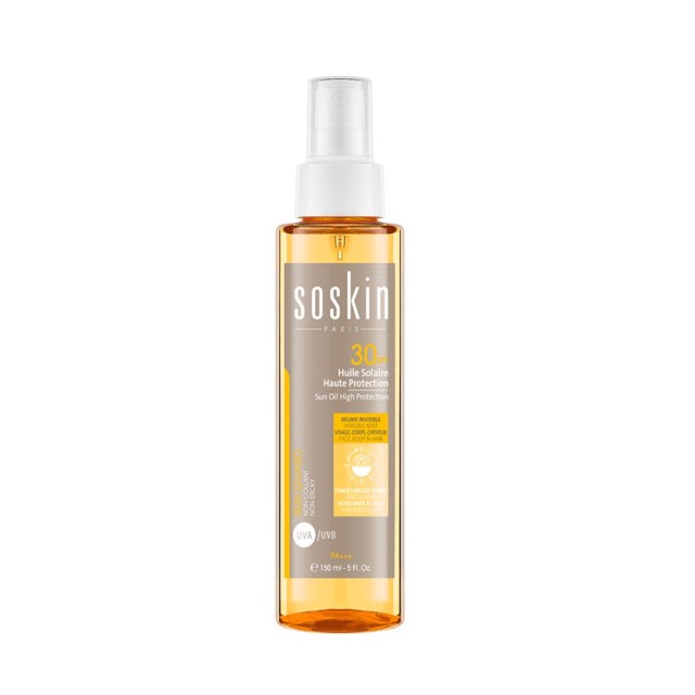 Soskin Sun Oil High Protection SPF30 150ml (Αντηλιακό Λάδι Υψηλής Προστασίας για Πρόσωπο, Σώμα & Μαλλιά)