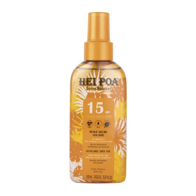 Hei Poa Monoi Suncare Dry Oil SPF15 150ml (Αντηλιακό Λάδι για Σώμα & Μαλλιά)