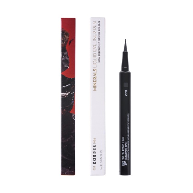 Korres Minerals Liquid Eyeliner Pen Black 1ml (Eyeliner σε Μορφή Μαρκαδόρου - Μαύρο Χρώμα) 