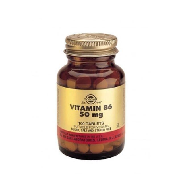 Solgar Vitamin B6 50mg 100 tabs (Νευρικό σύστημα)