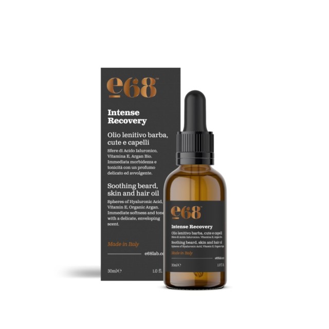 E68 Intense Recovery Soothing Beard, Scalp & Hair Oil 30ml (Απαλό Λάδι για Μούσια, Κεφάλι & Μαλλιά)