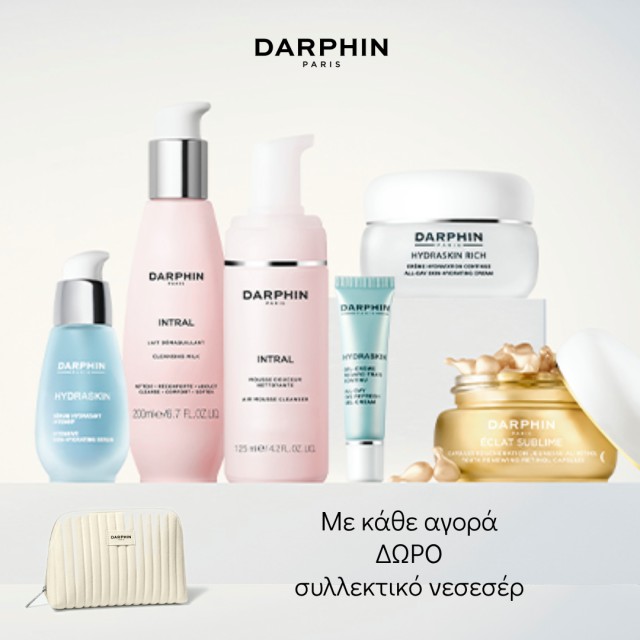 With every Darphin purchase, get a FREE limited-edition beauty pouch.